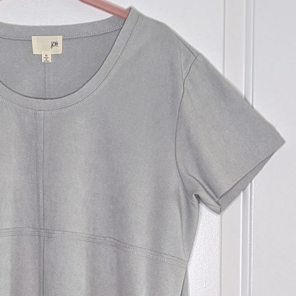 Joh Faux Genuine Suede Short Sleeve Western Bottom Fringe Dress Light Gray M - Picture 7 of 15